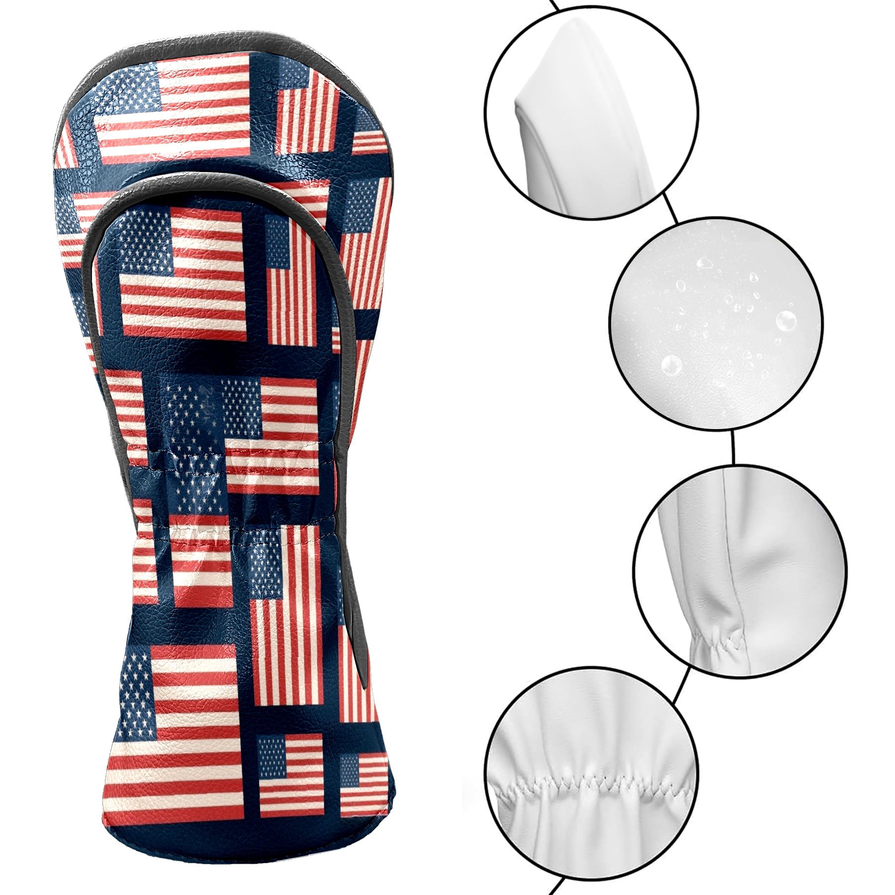 Golf Club Headcovers High Quality Waterproof Leather Golf Head Cover Set Men Women Driver Head Cover Exclusive Gift for Golf Lovers America Flag