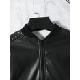thumbnail image 6 of Boys Cool Regular Fit PU Leather Jacket, Comfortable Zip-up Outerwear For Fall And Winter, 6 of 9