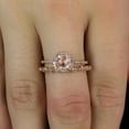 thumbnail image 6 of Antique Vintage Design 2 Carat Round Real Morganite And Diamond Moissanite Halo Bridal Wedding Ring Set With 18K Rose Gold Plating, Promise Ring, Anniversary Ring, 6 of 6