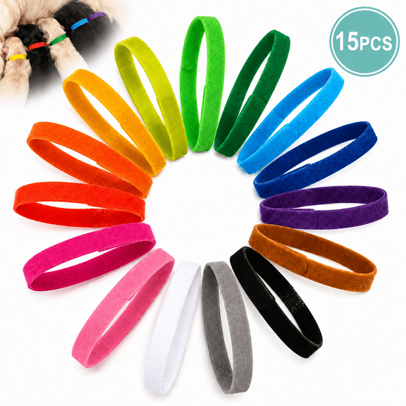 Emlimny 15 Pcs Puppy Whelping Collars Newborn Pet Collars Double-Sided Soft Adjustable ID Bands Puppy Id Collars for Newborn Pet Dog Cat Multi-colors