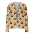 thumbnail image 4 of WTOBBY Women's Halloween Print Cardigan Long Sleeve Open Front Knit Sweater Casual Mid Length Cover Up with Pockets Spooky Design Fall Novelty Outerwear,Beige 2XL, 4 of 5