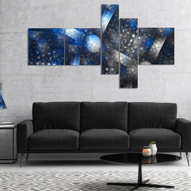 Designart - Cellule de Cristal Bleu Foncé Texture Acier - Art Mural Abstrait sur Toile