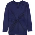 thumbnail image 2 of Alfani Womens Twisted Pullover Blusa, Azul, Mediano, 2 of 2