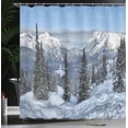 thumbnail image 4 of Ambesonne Winter Shower Curtain, Woodland Snowy Mountain, 69"Wx75"L, White Green, 4 of 5