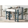 thumbnail image 5 of Generic Full Size Wood Loft Bed with Built-in storage shelves, Clothes rails and desk, White+Blue, 5 of 9
