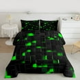 thumbnail image 2 of Homewish Black Green Honeycomb Full Size Comforter Sets, Chic Rectangle Square Bedding Comforter Set, Teens Kids Boys Girls Reversible Bedding Sets, Lightweight Room Decor, 3pcs, 2 of 8