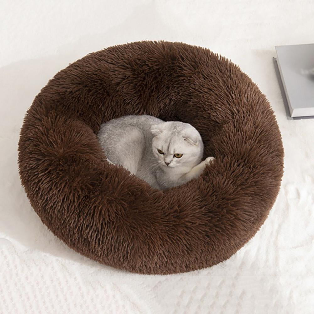 Ruorin Fur Cat Dog Beds Cushion Round Donut Cuddler Pet Nest Warm Sleeping House Soft Plush Kennel for Small Medium Pets