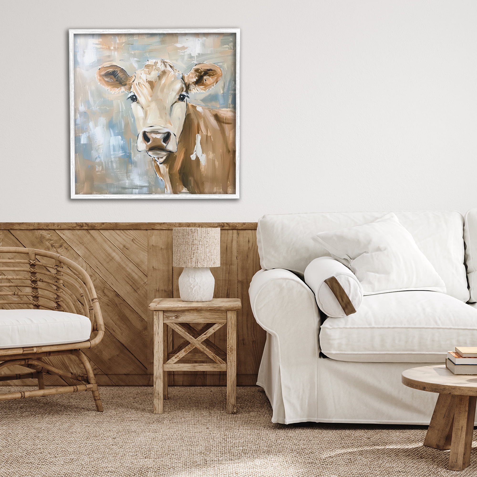 Stupell Industries The Brown Cow Abstract White Framed Giclee Art, design by Tina LeCour