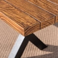 thumbnail image 2 of Fisher Outdoor 6 Piece Stacking Wicker Dining Set with Light Weight Concrete Table and Bench, Brown Walnut, Black, 2 of 5