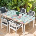 thumbnail image 2 of Easter Table Cloths for 5 Foot Rectangle Tables, Spring Rabbit Feet Eggs Flower Green Wooden Grain Patio Waterproof Elastic Fitted Tablecloths, Washable Rectangular Table Cover for Camping, 2 of 8