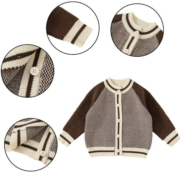 Esaierr Kids Boys Knit Sweater Toddler Baby Long Sleeve Cardigan Sweater Boys Outerwear for 1-8 Y