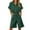 Green, variant on Bloomae Womens Linen Cotton Summer Casual 2 Piece Outfits Short Sleeve Button Down Cropped Shirts Drawstring Shorts Lounge Tracksuit with Pockets Army Green S