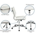 thumbnail image 4 of Emma + Oliver Mid-Back Armless White LeatherSoft Ribbed Executive Swivel Office Chair, 4 of 13