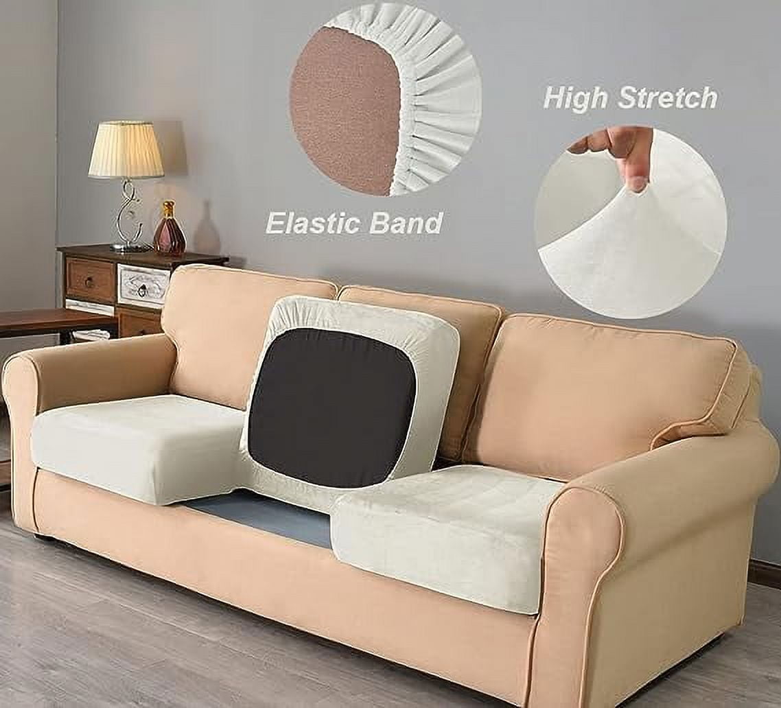 XmhyTop 5 Pieces Stretch Armchair Sofa Cover for 2 Seater Couch Soft Washable Sofa Slipcover with Individual Backrest and Cushion Covers for Kids Cats Dogs (White,2 Seat)