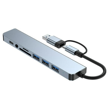 GJX USB C Cable,8-in-1 USB C Hub,Laptop Docking Station,USB 3.0,3 USB 2.0 Ports,TF/SD Card Reader,PD Fast Charging,3.5mm Audio Jack
