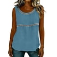 thumbnail image 4 of Sevevn Women's Sleeveless Lace Trim Tank Tops Round Neck Loose Fit Casual Summer Blouse Tunic Shirts Blue L, 4 of 6