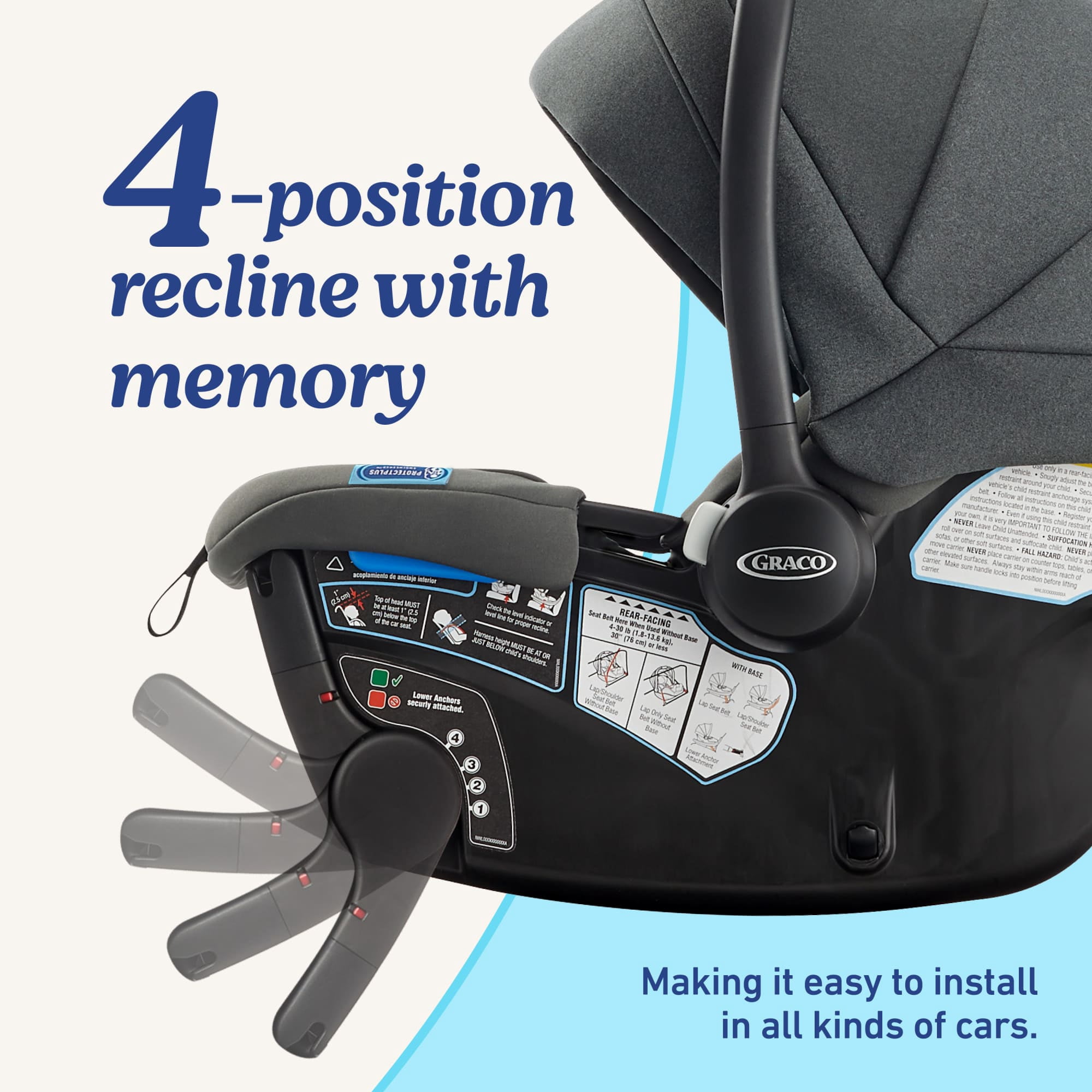 Graco GoMax Baseless Infant Car Seat with Insta-Install Rigid Latch, Ace, Black