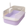 thumbnail image 4 of Inodoro para gatos, bandeja para arena para gatos, duradera, fácil de limpiar, accesorios semicerrados desmontables para mascotas con pala para arena , Violeta, 4 of 8