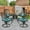 Dark Bronze / Ocean Blue, variant on W WARMHOL 5 Piece Patio Dining Set, Outdoor Table and Chairs Set for 4 Cushioned Swivel Rocking Chairs and 35.4'' Round Table, All-Weather Cast Aluminum Patio Furniture Set, 2'' Umbrella Hole, Blue