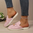 thumbnail image 2 of Pandaie Womens Mules Suede Slip on Dressy Loafers Ladies Closed Toe Backless Slides 2026 Casual Walking Shoes for Business Work Office Pink Size 9, 2 of 9