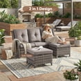 thumbnail image 5 of PARKWELL Outdoor Patio Wicker Furniture Set - 5 Piece Sectional Sofa Set with 3-Seat Sofa,2 Chairs and 2 Ottomans,Gray Wicker and Gray Cushion, 5 of 8
