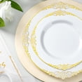 thumbnail image 3 of missunny-175PCS Gold Plastic Plates for 25 Guests, Disposable Dinnerware Sets Include 50 Gold Rim Plastic Plates, 25 Silverwares, 25 Cups, and 25 Pre Rolled Napkins for Party, Wedding and Graduation, 3 of 5