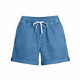 thumbnail image 4 of QSAWXQZ Women's Tencel Linen Blend Shorts Elastic Drawstring Waist Rolled Hem Summer Casual Loose Beach Hot Pants Comfortable Soft Shorts with Pockets XL, 4 of 6