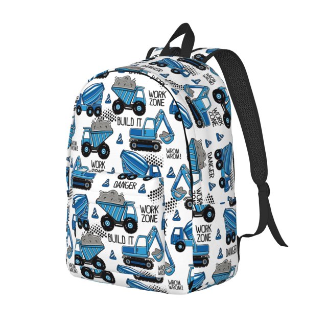 Balery Blue Excavator Mochila Clásica Impresa Básica para Viaje, Mochila Escolar Resistente al Agua, Mochila de Lona con Correas Ajustables-Medium