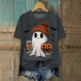 thumbnail image 2 of enyan Women Shirt Halloween Basic Tee Graphic Pumpkin Cute Ghost Graphic Tops Top Ladies Halloween Tops Dark Gray,XXL, 2 of 4