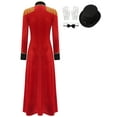 thumbnail image 4 of iiniim Circus Ringmaster Costume for Womens Showman Halloween Costume Velvet Magician Tailcoat Set Red A 3XL, 4 of 7