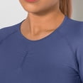 thumbnail image 3 of WEIee 2 Piece Gym Sets for Women Workout Clothes for Women Crewneck Long Sleeve Shirts Sets Elastic High Waist Leggings Suit Solid Casual Slim Tracksuit Fitness Sports Sportswear Dark Blue M, 3 of 4