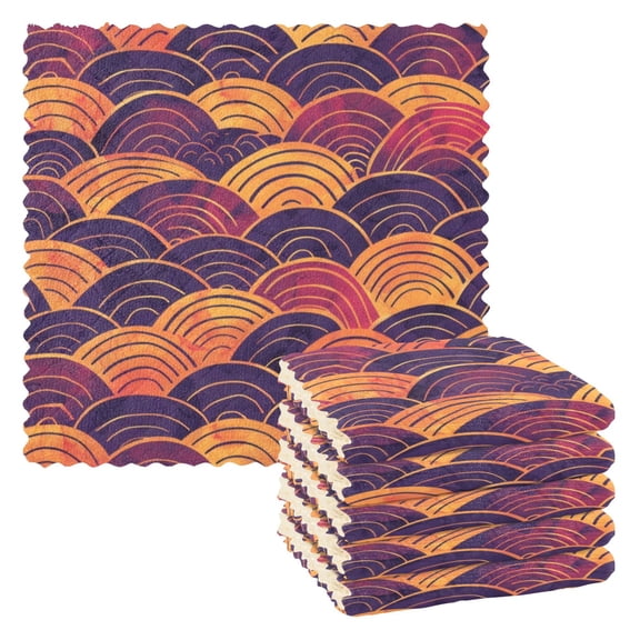 6 Pieces of Kitchen Towels 11x11Inch Kitchen Dish Cloths Kitchen Dish Towels Reuseable Cleaning Cloths Line Sunset