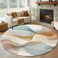 thumbnail image 3 of Abstract Water Ripple Round Area&nbsp;Rug 7ft Brown Blue Gradient Stitching Non-Slip&nbsp;Washable Circle Rugs Soft Felt Indoor Floor Mat for Bedroom Kitchen Living Room Bathroom, 3 of 9