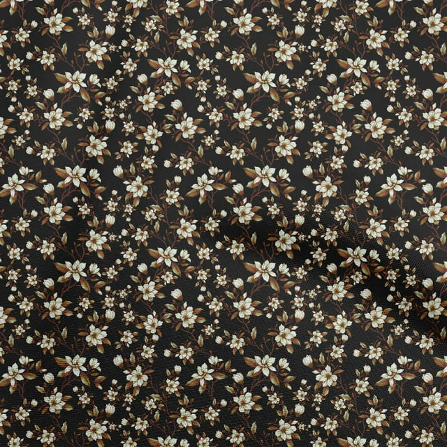 oneOone Rayon Black Fabric Florals Craft Projects Decor Fabric Printed By The Yard 56 Inch Wide