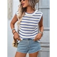 thumbnail image 5 of Women Sweater Vest Top Striped Sleeveless Knit Tank Tops Summer Outfits Blue S, 5 of 10