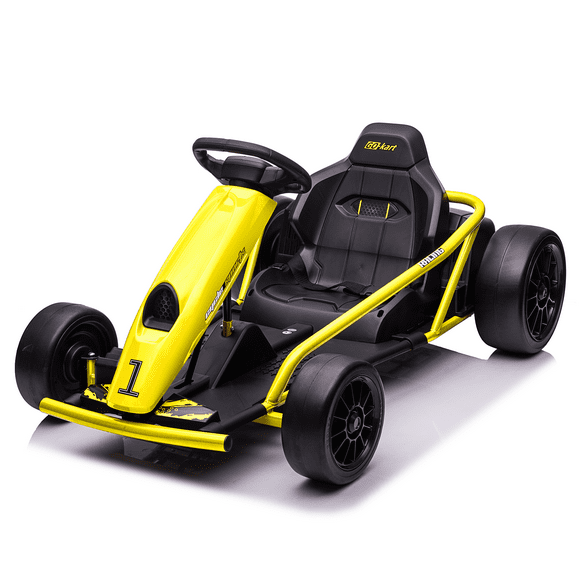 VOLTZ TOYS 24V High-Speed GoKart Outdoor Racer Drifter with Seat Belt (Yellow)