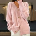 thumbnail image 3 of Jackets for Women Trendy New Knitted Cardigan Sweaters for Women Oversized Long Sleeve Button down Tops Coats Fall Trendy Outfits Pinky M, 3 of 5