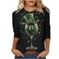 thumbnail image 3 of TaTaai St. Patrick's Day Women's Casual Print Round Neck 3/4 Sleeve T-Shirt Loose Top Gift, 3 of 5
