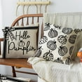 thumbnail image 5 of Modern Farmhouse Fall Pillow Covers 18x18 Set of 4 Hello Pumpkin Fall Outdoor Pillows Decorative Throw Pillows Cases Autumn Decor Black Vertical Stripe Thanksgiving, 5 of 7