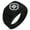 Black, variant on Stainless Steel Kurushima Samurai Crest Geometric Pattern Step-Down Biker Style Polished Ring