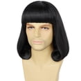 thumbnail image 1 of Peluca Tereshar, unisex, negra, con flequillo, para fiesta de disfraces, 1 of 7