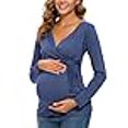 thumbnail image 3 of Glampunch Women'S Maternity Shirts Short & Long Sleeve Tie Front Wrap Maternity Tops, 3 of 4