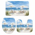 thumbnail image 2 of Summer Vacation Bathroom Rugs Set Watercolor Beach Chair Grass Non Slip Absorbent Soft Bath Mats 3 Piece Set with Bathroom Rug, U-Shaped Floor Mat, Toilet Seat Cover Large Size, 2 of 9