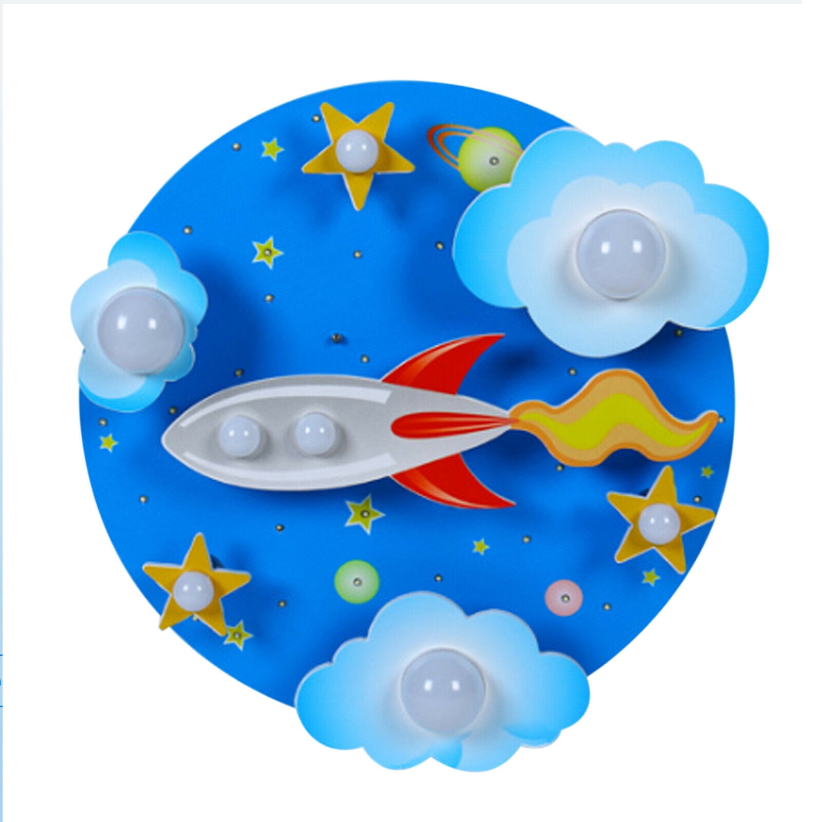 Wuzstar Modern Cartoon Rocket Ceiling Light Cloud Star Close to Ceiling Light Fixture LED Flush Mount Light for Childrens Room