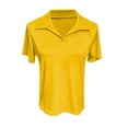 thumbnail image 4 of JFGHDG Women's Johnny Lapel Polo Short Sleeve V Neck Ribbed Knit Slim Fit Basic Office Summer Tops Yellow XL, 4 of 5