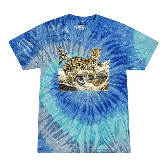 Wild Bobby, Wild Forest Spotted Cheetah Family Animal Lover Tie-Dye T-Shirt