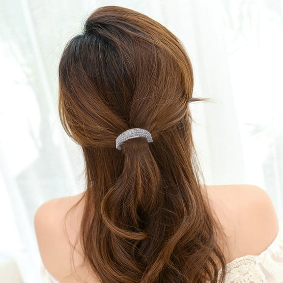 FELTECHELECTR 2Pcs Rhinestone Hair Clip Barrette Elegant Crystal Alloy Hair Grip for Women Silver 1.97X1.18X0.47in