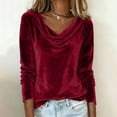 thumbnail image 4 of Neewe Women's Vintage Velvet T-Shirt Casual Long Sleeve Top, 4 of 9