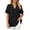 Black, variant on Xmarks Womens Summer Tops Notch V Neck Tunic Tops Short Sleeve Loose Work Blouse Tshirts Side Slit Back Pleated Loose Casual Tops, S-2XL