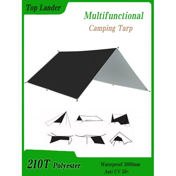 10x10ft Camping Tarp Hammock Rain Fly Waterproof Backpack Tarp